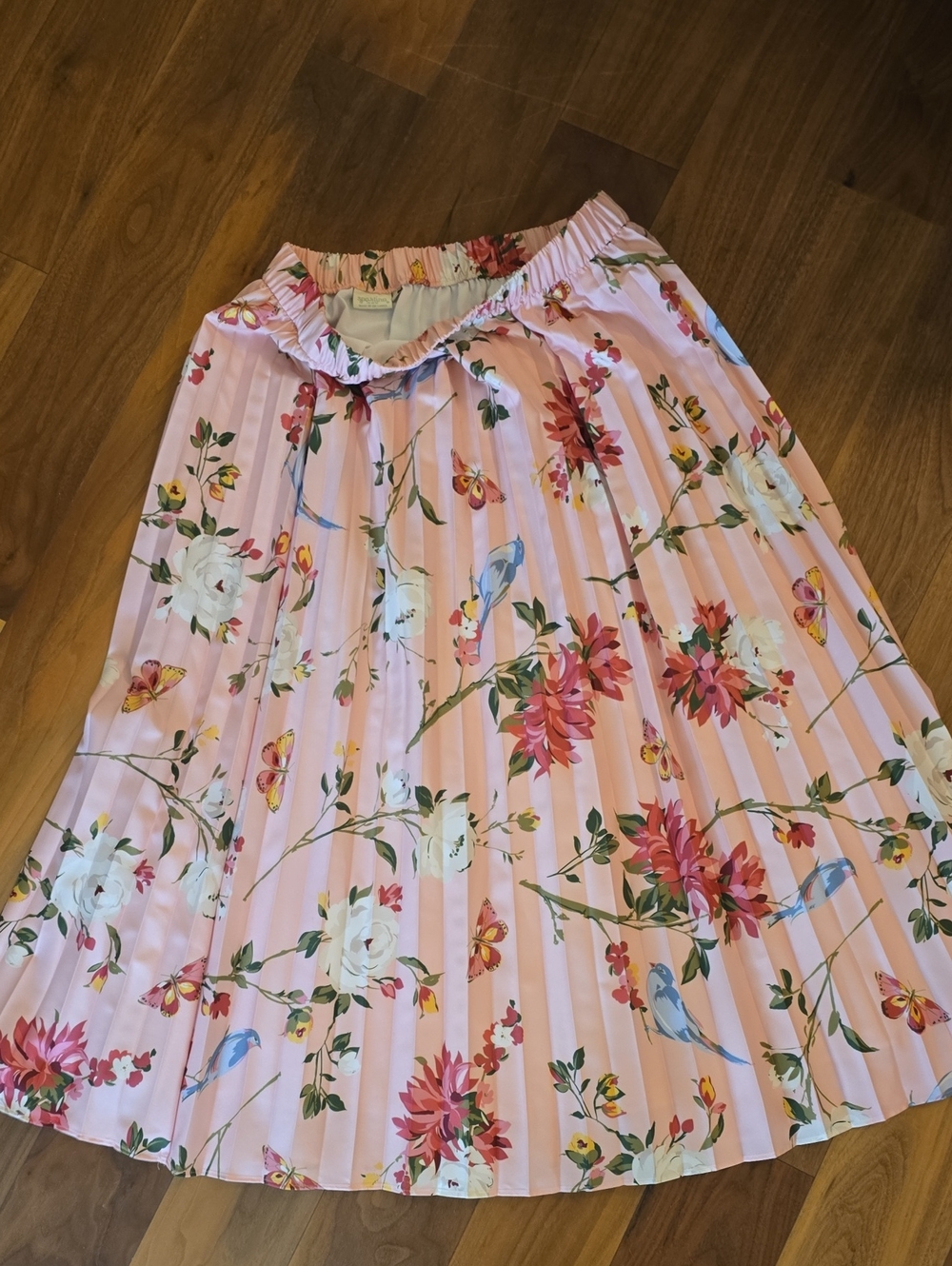 Spartina 449 Pink Floral Pleated A-Line Skirt